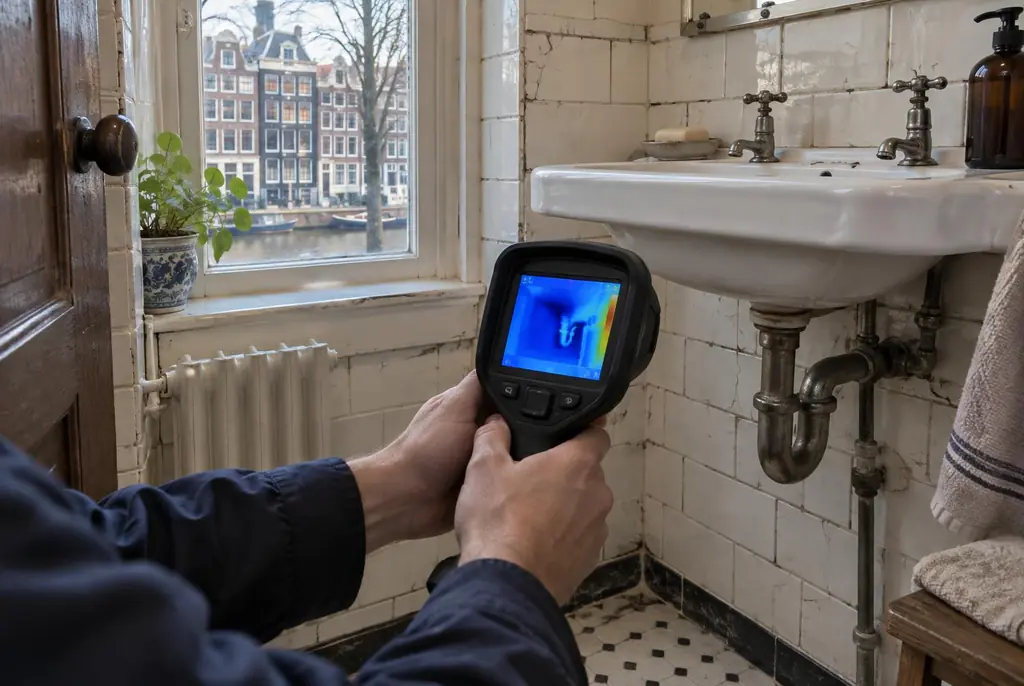 Lekdetectie Edam – badkamer met oude leidingen achter de tegels