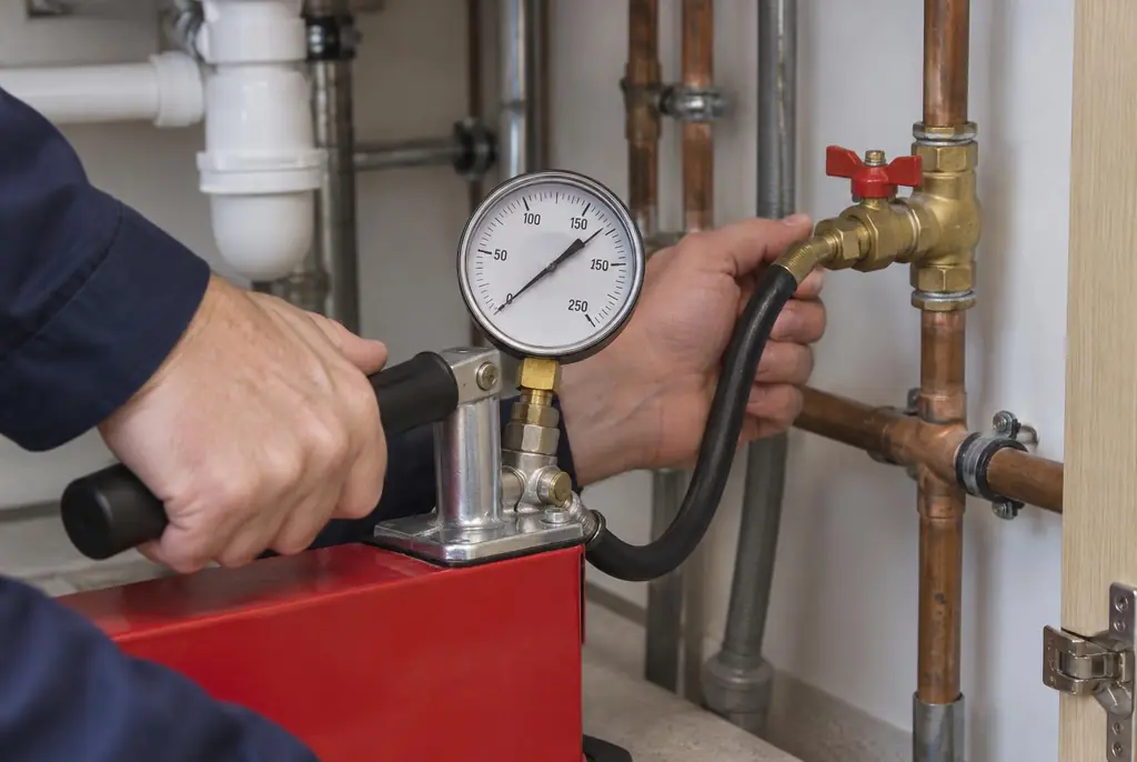 Lekdetectie Edam – druktest op een waterleiding met een manometer