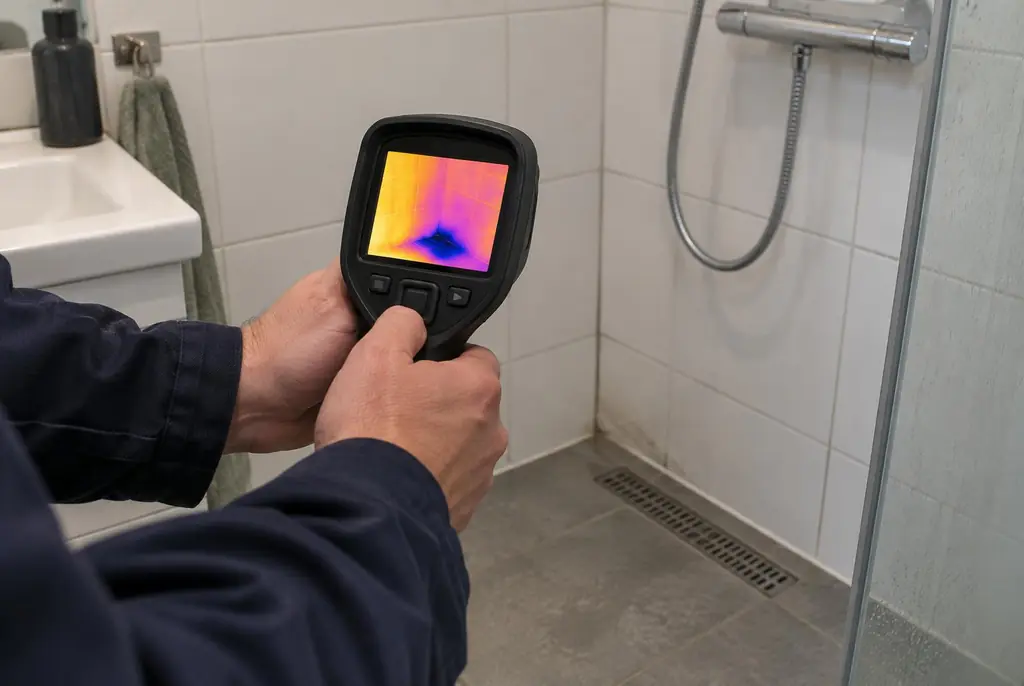 Lekdetectie Edam – lekdetectiespecialist met warmtebeeldcamera in een badkamer