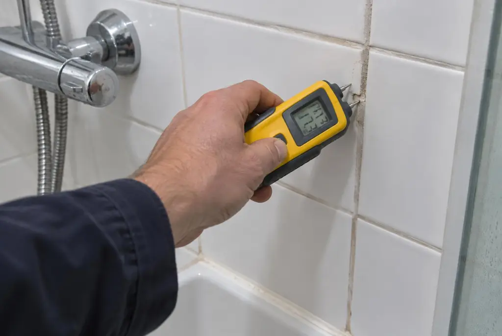 Lekdetectie Edam – vochtmeter op badkamertegels bij de douche